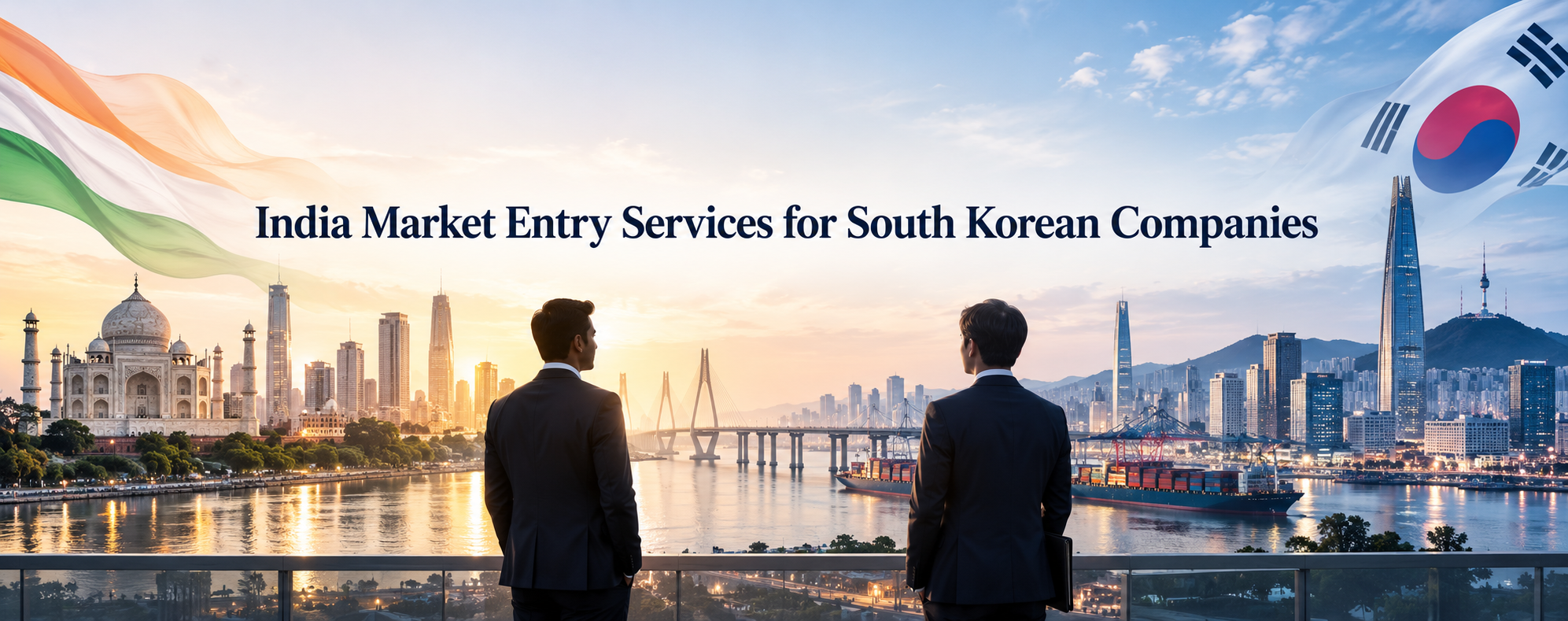 India Market Entry Services for South Korean Companies – India and South Korea business partnership banner